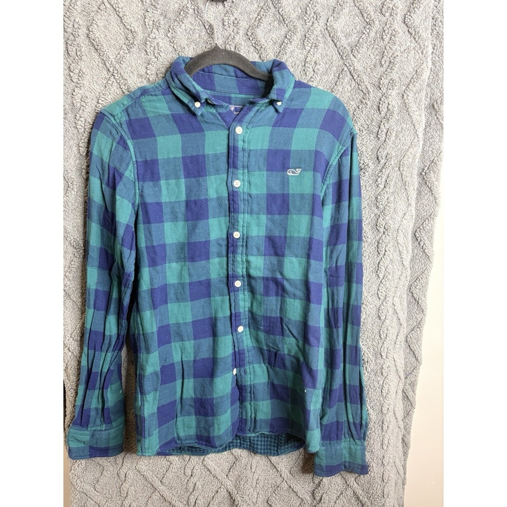 Vineyard Vines Men Botton Down Long Sleeve Flannel Large, YXS Cozy, GUC